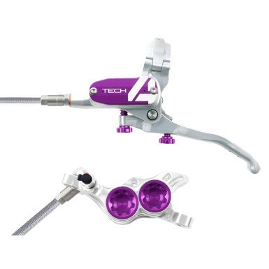 Freno de disco delantero Tech 4 V4 Plata / Morado