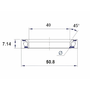 Rodamiento de dirección E1 (40x50,8x7,14 mm) - 45/90°
