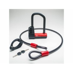 Candado en U - Ø14 - 75/150mm - con cable Ø12 / 1000mm y soporte