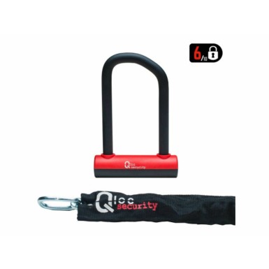 Antivol U - Ø14 - 75/150mm - avec chaine Ø8 / 900mm et support
