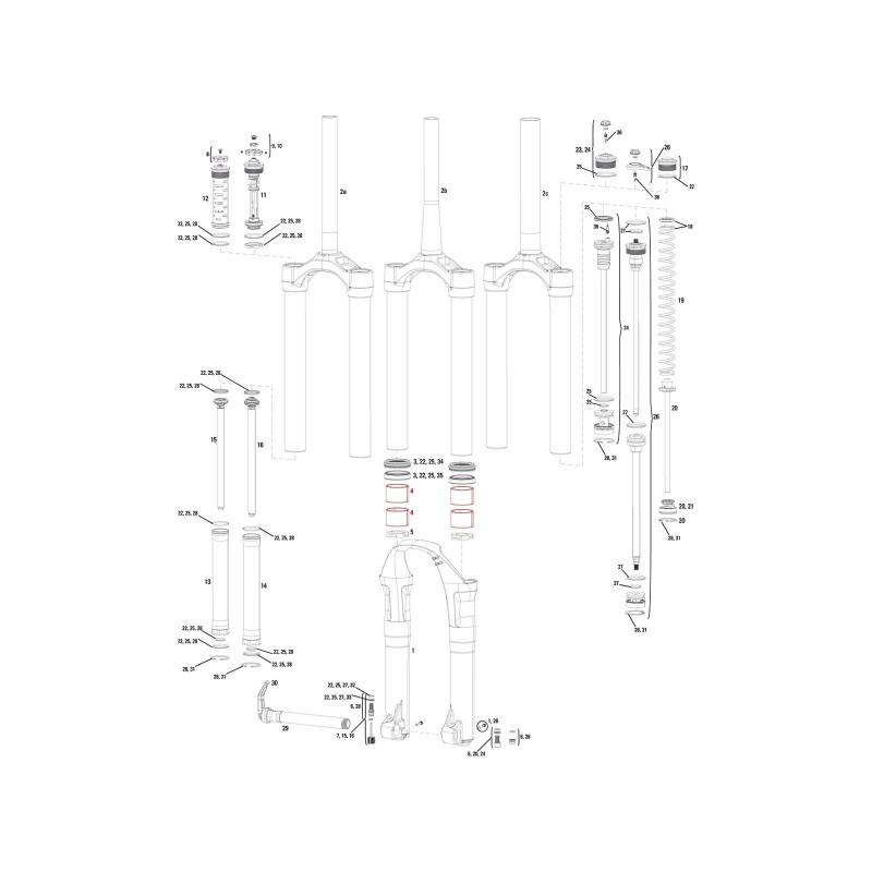Bagues de guidage pour fourche 40 mm Totem