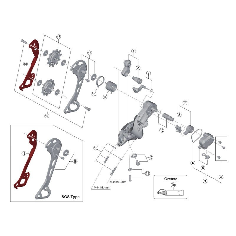 Inner cage for XT M8000 and GRX RX812 derailleur