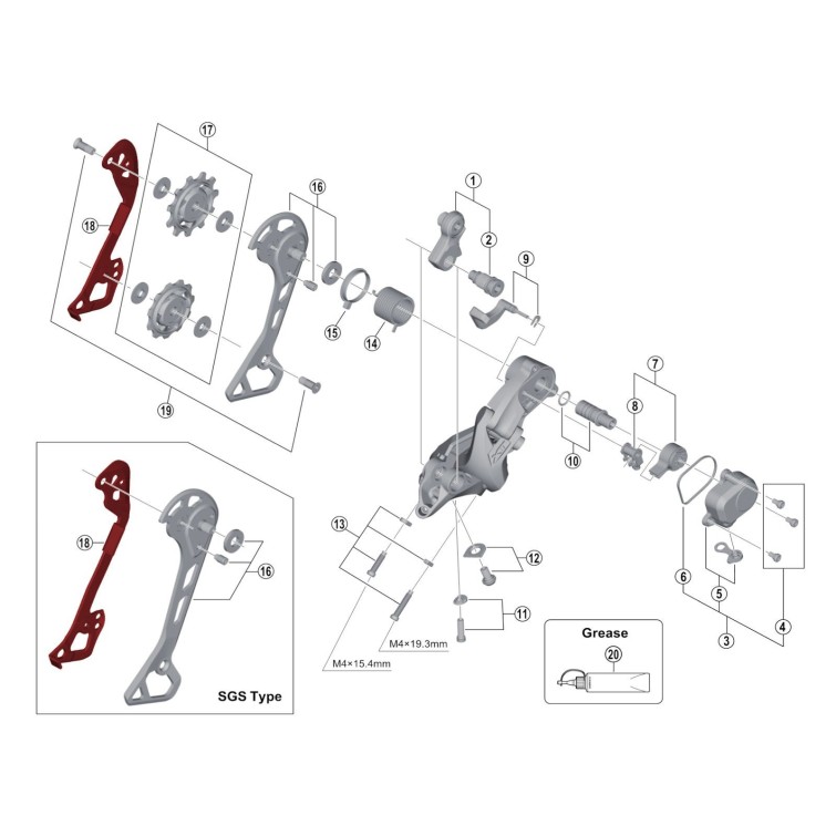 Inner cage for XT M8000 and GRX RX812 derailleur