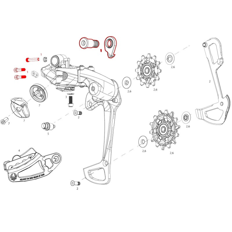 Kit vis + butée pour dérailleur arrière 12v X01 Eagle AXS
