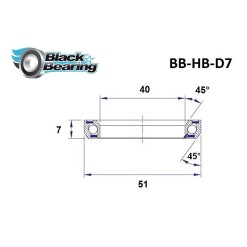 Rodamiento de dirección D7 - 40x51x7 mm - 45/45°