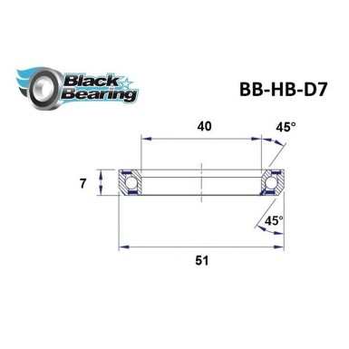 Rodamiento de dirección D7 - 40x51x7 mm - 45/45°