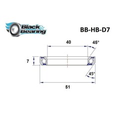 Roulement de direction D7 - 40x51x7 mm - 45/45°