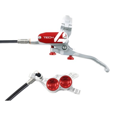 Freno de disco trasero Tech 4 V4 Plateado / Rojo