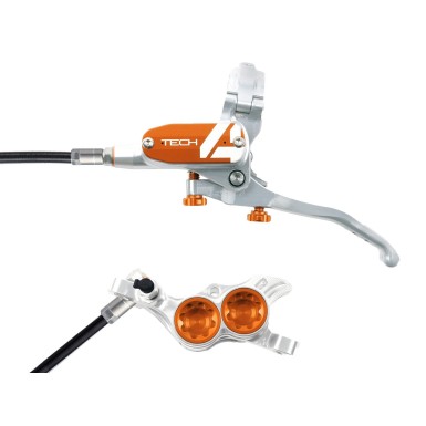 Freno de disco delantero Tech 4 V4 Plata / Naranja