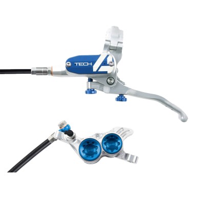 Freno de disco delantero Tech 4 V4 Plata / Azul