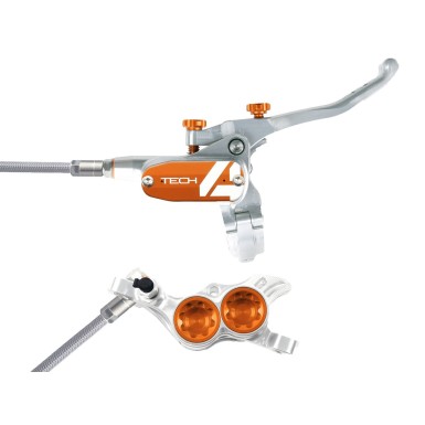 Freno de disco trasero Tech 4 V4 Plateado / Naranja