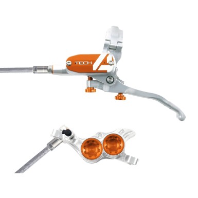 Freno de disco delantero Tech 4 V4 Plata / Naranja