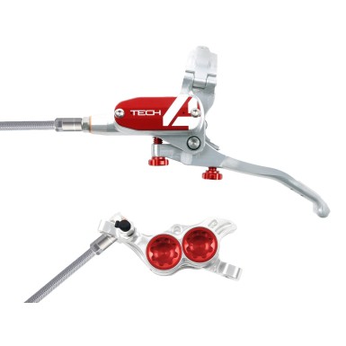 Freno de disco delantero Tech 4 V4 Plata / Rojo