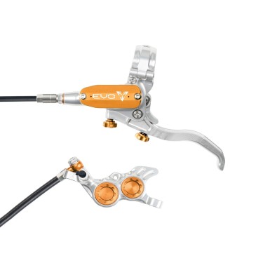 Hope Paire de freins à disques Tech 4 Evo GR4 - Argent/Orange - Durite standard