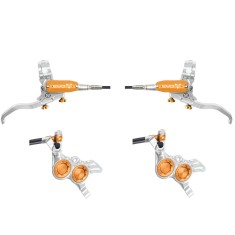 Hope Tech 4 Evo GR4 Disc Brake Set - Silver/Orange - Standard Hose
