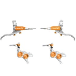 Hope Paire de freins à disques Tech 4 Evo GR4 - Argent / Orange - Durite aviation | Purebike