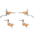 Hope Tech 4 EVO GR4 Disc Brake Set - Silver / Orange - Braided Hose | Purebike
