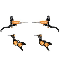 Hope Pareja de frenos Tech 4 EVO GR4 - Negro / Naranja - Latiguillo metálico | PureBike