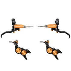 Hope Pareja de frenos Tech 4 EVO GR4 - Negro / Naranja - Latiguillo metálico | PureBike