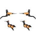 Hope Tech 4 EVO GR4 Disc Brake Set - Black / Orange - Braided Hose | PureBike