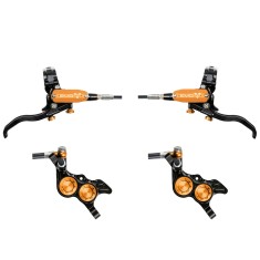 Hope Tech 4 EVO GR4 Disc Brake Set - Black / Orange - Standard Hose | PureBike