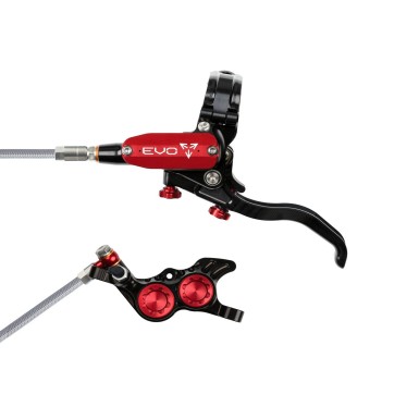 Hope Pareja de frenos de disco Tech 4 Evo GR4 - Negro / Rojo - Latiguillo de aviación