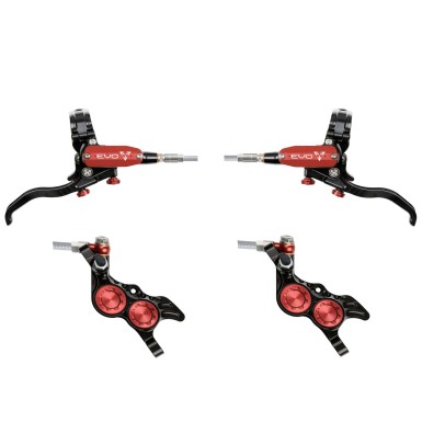 Hope Pareja de frenos de disco Tech 4 Evo GR4 - Negro / Rojo - Latiguillo de aviación