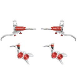 Hope Tech 4 Evo GR4 Disc Brake Set - Silver / Red - Braided Hose