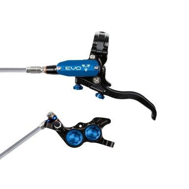 Hope Tech 4 EVO GR4 Disc Brake Set - Black / Blue - Braided Hose | Purebike