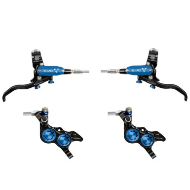 Hope Pareja de frenos de disco Tech 4 Evo GR4 - Negro / Azul - Latiguillo de aviación