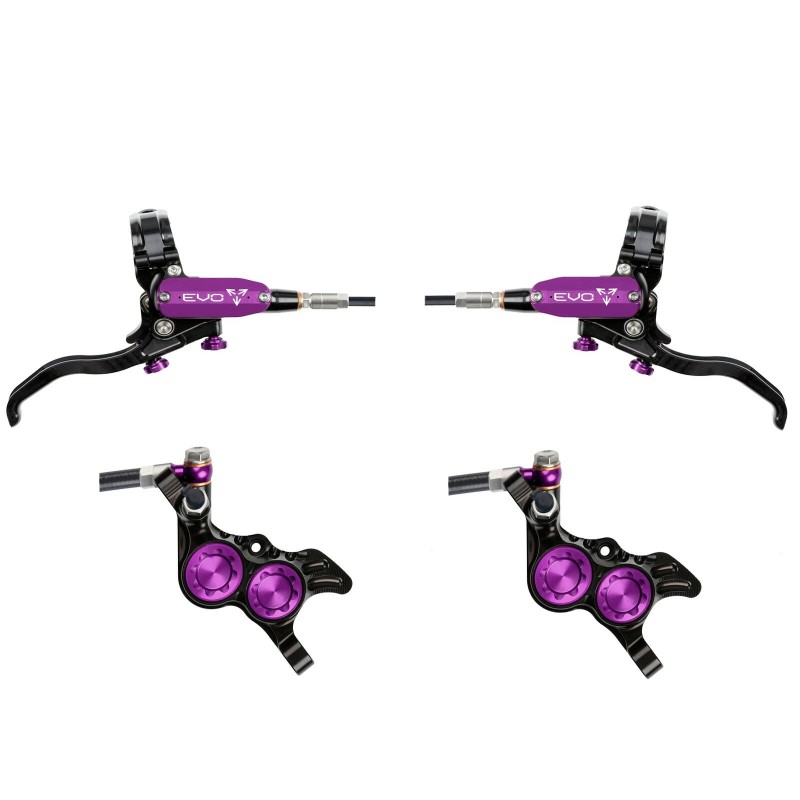 Hope Tech 4 Evo GR4 Disc Brake Set - Black / Purple - Standard Hose