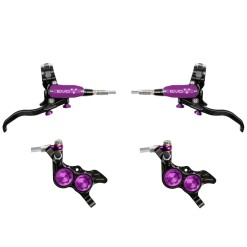 Hope Pareja de frenos de disco Tech 4 Evo GR4 - Negro / Morado - Latiguillo de aviación