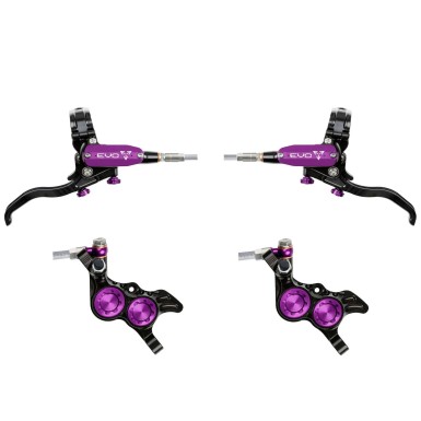 Hope Pareja de frenos de disco Tech 4 Evo GR4 - Negro / Morado - Latiguillo de aviación