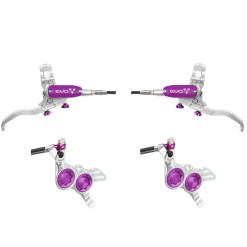 Hope Pareja de frenos de disco Tech 4 Evo GR4 - Plateado/Violeta - Latiguillo estándar