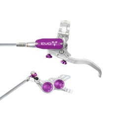 Hope Tech 4 Evo GR4 Disc Brake Set - Silver / Purple - Braided Hose