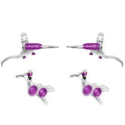 Hope Tech 4 Evo GR4 Disc Brake Set - Silver / Purple - Braided Hose