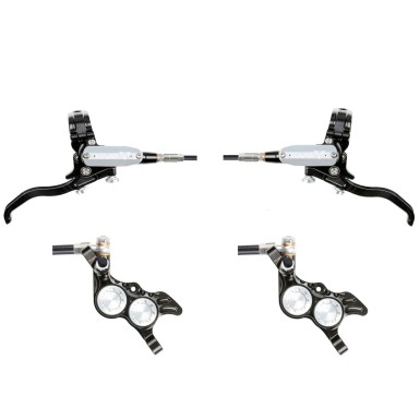 Hope Pareja de frenos de disco Tech 4 Evo GR4 - Negro / Plateado - Latiguillo estándar