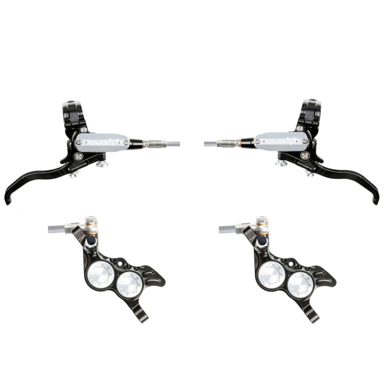 Hope Tech 4 Evo GR4 Disc Brake Set - Black / Silver - Braided Hose