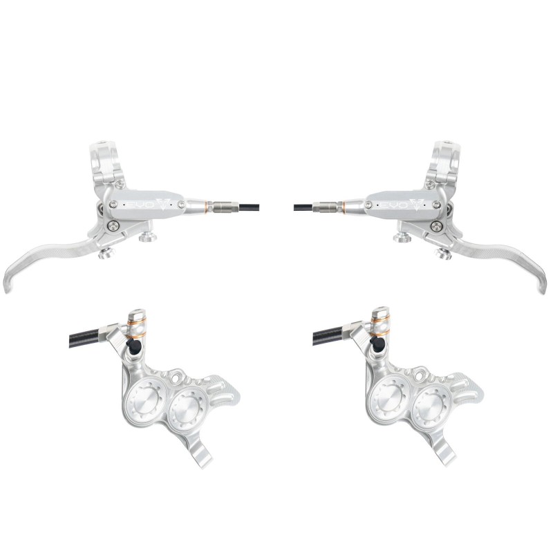 Hope Tech 4 Evo GR4 Disc Brake Set - Silver / Silver - Standard Hose