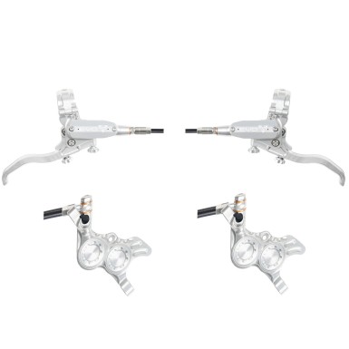 Hope Pareja de frenos de disco Tech 4 Evo GR4 - Plateado / Plateado - Latiguillo estándar