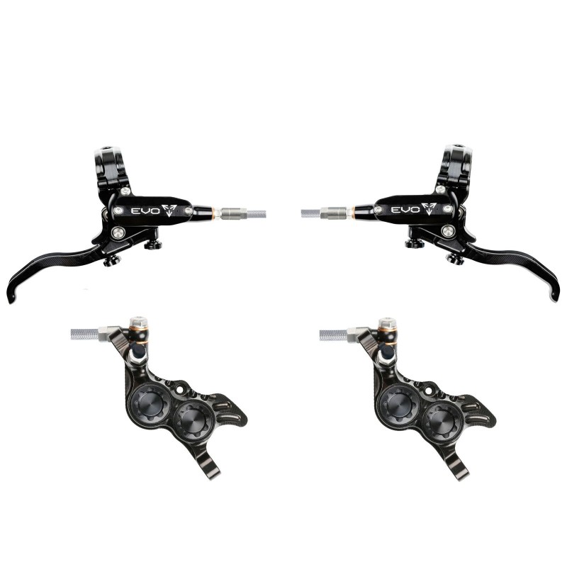 Hope Tech 4 Evo GR4 Disc Brake Set - Black / Black - Braided Hose