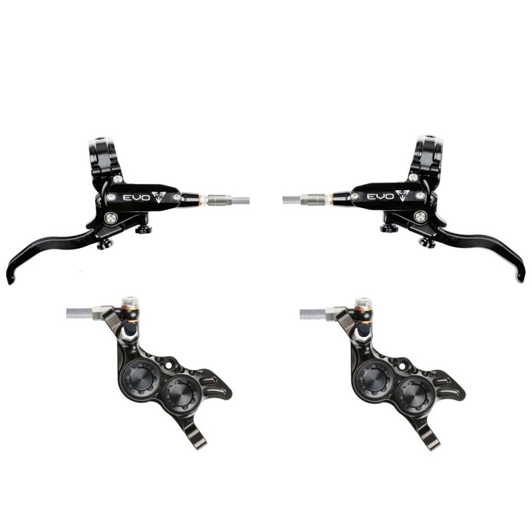 Hope Tech 4 Evo GR4 Disc Brake Set - Black / Black - Braided Hose