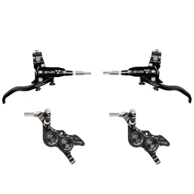 Hope Tech 4 Evo GR4 Disc Brake Set - Black / Black - Braided Hose