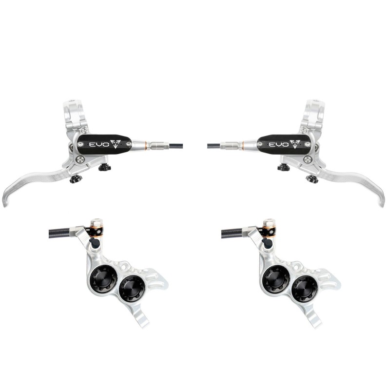 Hope Tech 4 Evo GR4 Disc Brake Set - Silver / Black - Standard Hose