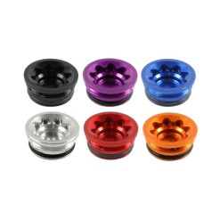 Bore cap pour étrier RX4+ DOT (Large) en couleur noir, violet, bleu, argent, rouge et orange