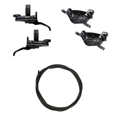 Kit complet de freins Shimano Deore XT M8220 avec leviers, étriers 4 pistons, durites, plaquettes à ailettes et huile