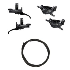 Shimano Deore XT M8220 4-piston hydraulic disc brake levers and calipers with black hose