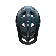Vista superior del casco Fox Speedframe 5050 azul Deep Cobalt con el logotipo de Fox y los orificios de ventilación