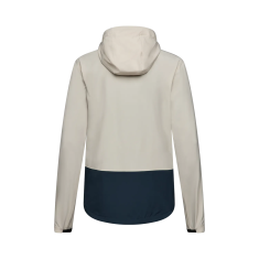 Fox Ranger Wind Pullover MTB jacket in Chalk white and navy blue, front and back flat views.