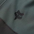 Close-up of the black Fox Head logo printed on the chest of the Fox Ranger Wind Pullover Sage jacket.